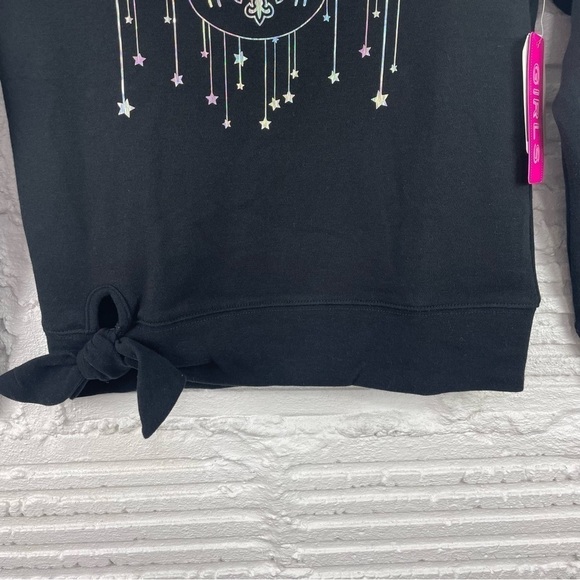NFL Team Apparel Girls Saints Sweatshirt Black W/Iridescent Logo Tie Waist 7/8 - Picture 7 of 16